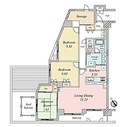 シャンノール清澄公園 3LDKの間取図画像