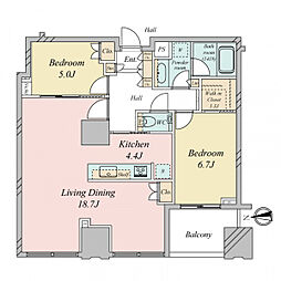 シティタワーズ豊洲ザ・ツインS棟 2LDKの間取図画像