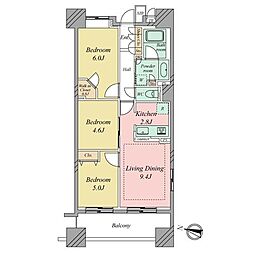 クレストシティタワーズ横浜 3LDKの間取図画像