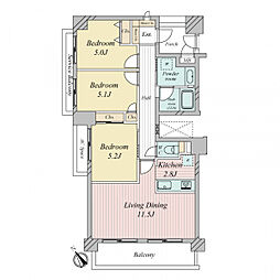 モリス大井町南 3LDKの間取図画像