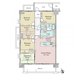 レイディアントシティ印西牧の原F棟 4LDKの間取図画像
