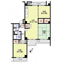 東大路高野第2住宅14棟 3LDKの間取り