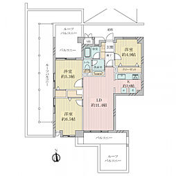 パレ伊丹北 3LDKの間取り