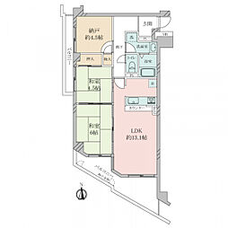 エーベル園田 2SLDKの間取図画像