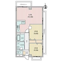 ベルコフレ夙川 2LDKの間取図画像