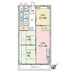 夢野ハイタウン4号棟 3LDKの間取図画像