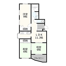 プレゼンス浜の宮 3階3LDKの間取り