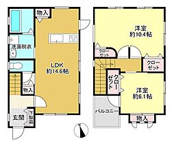 和歌山市本脇　戸建て 2LDKの間取り