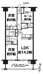 プレサンスロジェ和歌山 2SLDKの間取図画像