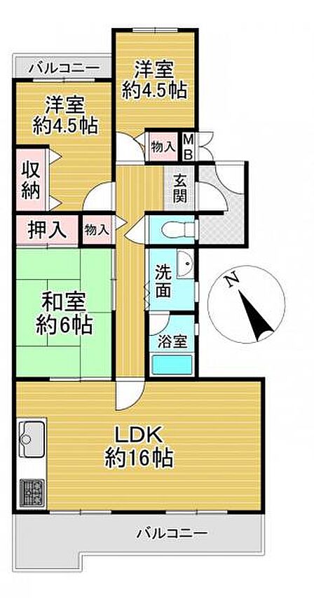 全居室収納付き3LDKの間取りです♪