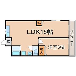旭ハイツ 1LDKの間取図画像