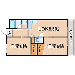 Glanzmukogawa 2LDKの間取図画像