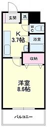 ライフ第6マンション藤枝駅前 1Kの間取図画像