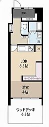 松庵ハイム 1LDKの間取図画像