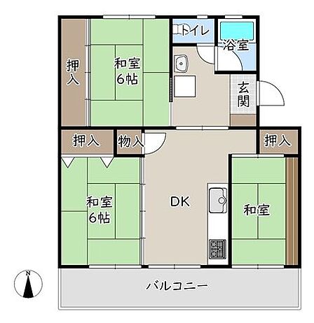 専有面積55.23平米、南向きの3DK。空室のためお気軽に内見ください。新規リフォーム予定あり(クロス交換・畳表替え・クッションフロア交換・給湯器交換等)。