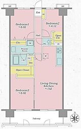 ガーデンコート大宮本郷 3LDKの間取図画像