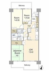 新大宮パーク・ホームズ 3LDKの間取図画像