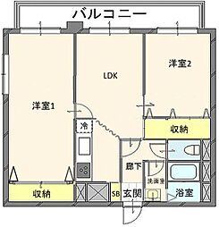 新蕨ハイツ 2LDKの間取図画像