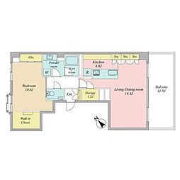 麻布広尾ナショナルコート 1LDKの間取図画像