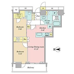 ザ・パークハウス晴海タワーズティアロレジデンス 2LDKの間取図画像