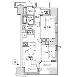シティハウス東京八重洲通り 1LDKの間取図画像