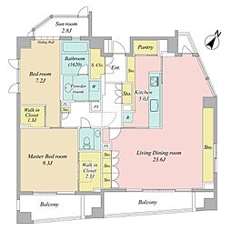 パークノヴァ白金ヒルトップレジデンス 2LDKの間取図画像