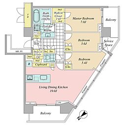 パークシティ武蔵小山ザタワー 2LDKの間取図画像