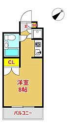 エスポワール祇園 ワンルームの間取図画像
