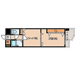 ライオンズマンション博多中央 1DKの間取図画像
