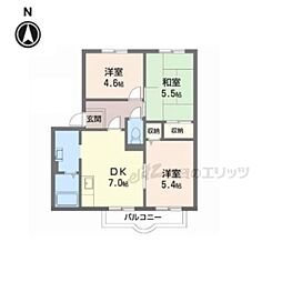 近鉄奈良線 学園前駅 バス12分 西登美5丁目下車 徒歩5分の賃貸アパート 2階3DKの間取り