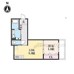Ｏｇａｒ　Ｃｏｕｒｔ　Ｆｕｓｅ 1階1LDKの間取り