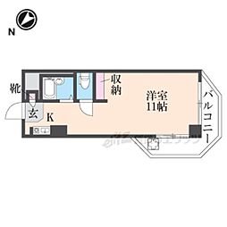 近鉄奈良線 生駒駅 徒歩7分の賃貸マンション 3階ワンルームの間取り