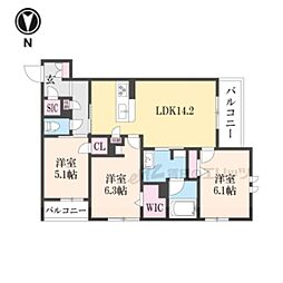 シャーメゾン　シャルム本町 303 3階3LDKの間取り