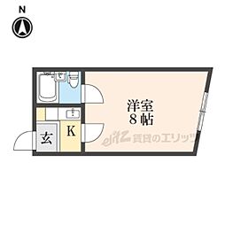 近鉄奈良線 東生駒駅 徒歩3分の賃貸マンション 4階1Kの間取り