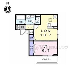 Osaka Metro長堀鶴見緑地線 門真南駅 徒歩27分の賃貸アパート 1階1LDKの間取り
