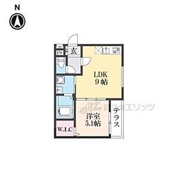 フジパレス花園中央公園南II番館 1LDKの間取図画像