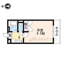 レオパレスジュネス 1Kの間取図画像