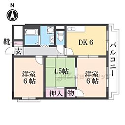 カルム東大阪 3DKの間取図画像