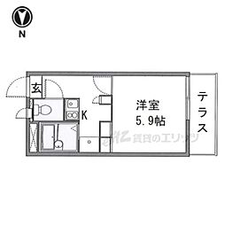 レオパレスソレイユ2 1Kの間取図画像