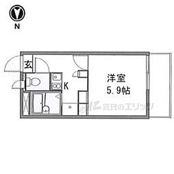 レオパレスソレイユ2 1Kの間取図画像