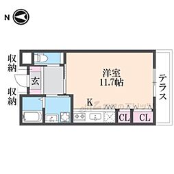 ガーデンサイドゆうゆう ワンルームの間取図画像