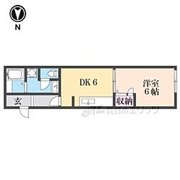 さくらハイツ2 1DKの間取図画像