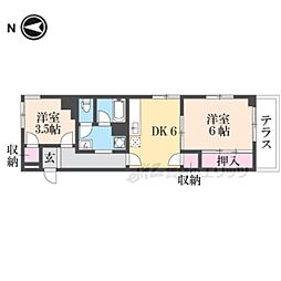 ラ・ボアーコートイン花園 2DKの間取図画像