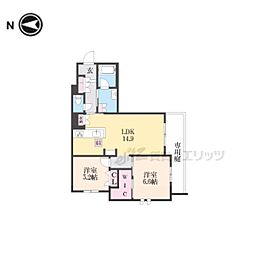 京阪本線 萱島駅 徒歩7分の賃貸アパート 1階2LDKの間取り