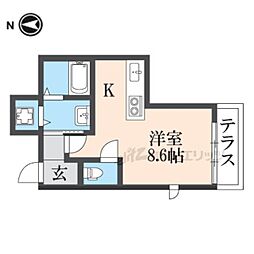 近鉄難波線 布施駅 徒歩5分の賃貸アパート 1階ワンルームの間取り