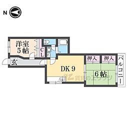 JR片町線(学研都市線) 徳庵駅 徒歩7分の賃貸マンション 4階2LDKの間取り