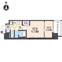 AELL OSAKA EAST 8階2Kの間取り