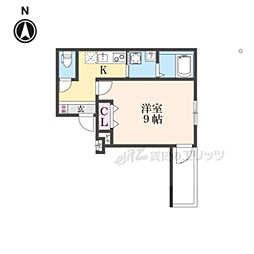 フジパレス高井田V番館 1階1Kの間取り