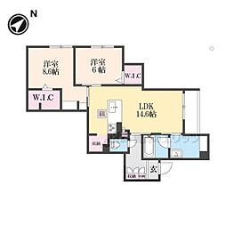 近鉄奈良線 生駒駅 徒歩9分の賃貸アパート 2階2LDKの間取り