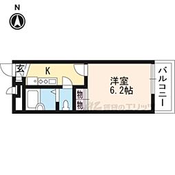 レオパレスルシェルブルー東大阪 1階1Kの間取り